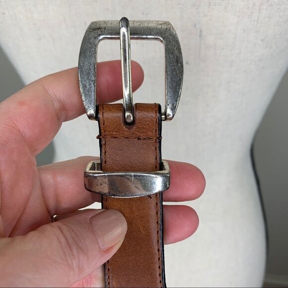 Brown Leather and Western Fabric Belt w/Silver - Picture 12 of 12